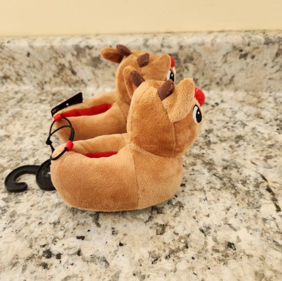 NWT Rudolph the Red Nosed Reindeer Kids Baby Slippers House Shoes Christmas Sz 1 - Picture 8 of 10